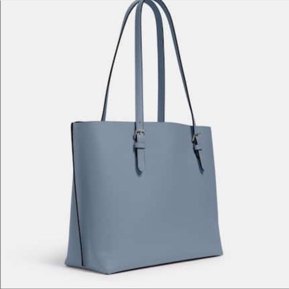 Coach 1671 Mollie Tote Leather Shoulder Bag Marble Blue color - Picture 4 of 15